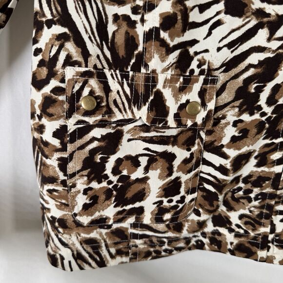 Zenergy Chico's Jacket Women's Large Cheetah Print Full Zip Snap Pockets - Picture 5 of 13